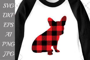 Buffalo Plaid French Bulldog Silhouette for Embroidery Projects